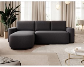 Divano angolare grigio scuro allungabile/con contenitore (con penisola a sinistra/con chaise lounge) e rivestimento in ciniglia Aurumm – ELTAP