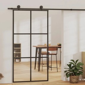 Porta Scorrevole İn Vetro Esg E Alluminio 102x205 Cm Nera /