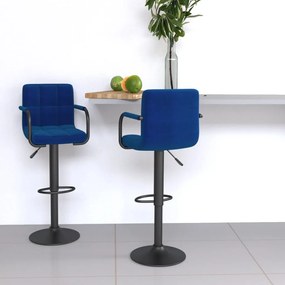 Sgabelli Da Bar 2 Pz Blu İn Tessuto /