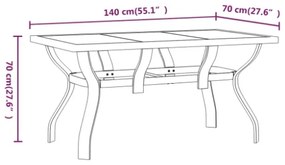 Tavolo da Giardino Nero 140x70x70 cm in Acciaio e Vetro