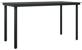 Tavolo da giardino nero 140x70x74 cm in acciaio e vetro