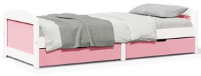 Dormeuse 2 Cassetti Senza Materasso Bianco&rosa 90x200 Cm Irun /