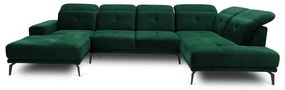 Divano angolare verde (con penisola a destra/a U) e rivestimento in velluto Bretan – ELTAP