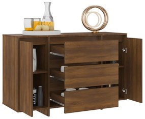 Credenza con 3 cassetti rovere marrone 120x41x75 cm truciolato