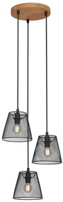 Lampadario Design Wood&Style nero paralume nero 3x E14 Ø21cm BRILONER