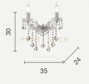 Applique damasco 2 luci fume' e cromo attacco e14