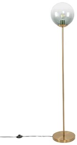 Lampada da terra Art Déco in ottone con vetro verde - Pallon