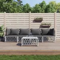 Set Salotto da Giardino 5 pz con Cuscini in Acciaio Bianco 3186822