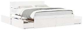 Letto Senza Materasso Bianco 160x200 Cm Legno Massello Di Pino /