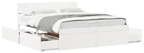 Letto Senza Materasso Bianco 160x200 Cm Legno Massello Di Pino /