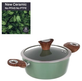 Casseruola 20 cm con coperchio verde New Ceramic