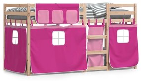 Letto A Castello Senza Materasso Rosa 90x190 Cm Legno Di Pino /