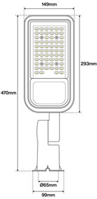 Armatura stradale 50W IP65 asimm. 70x140° - 145lm/W Colore Bianco Freddo 5.700K