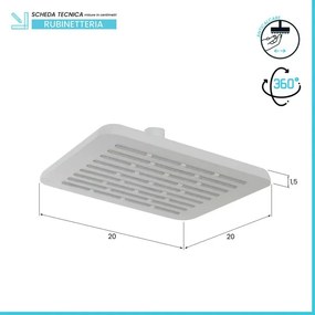 Soffione doccia 20 x 20 cm in finitura bianco anticalcare Hidra
