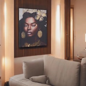 Quadro moderno verticale su tela 60x90 cm con ritratto donna africana