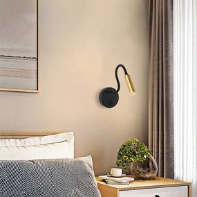 Brilagi - LED Lampada flessibile da muro MAYA LED/3W/230V 4000K nero/oro