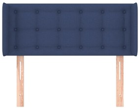 Testiera ad orecchio blu 103x16x78/88cm in tessuto