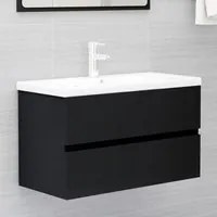 Mobile da Bagno con Lavabo Integrato Nero in Truciolato 3071550