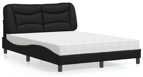 Letto Con Materasso Nero 140x190 Cm İn Similpelle /