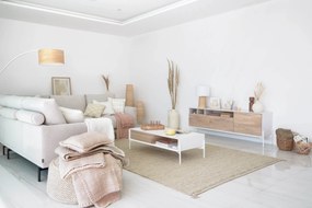 Kave Home - Tavolino Marielle in legno di frassino laccato di bianco 124 x 70 cm