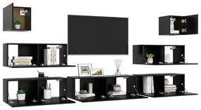 Set di mobili porta tv 7 pz nero in legno multistrato