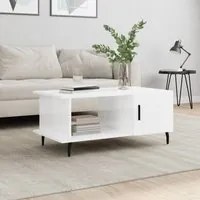 Tavolino da Salotto Bianco Lucido 90x50x40 cm Legno Multistratocod mxl 104047