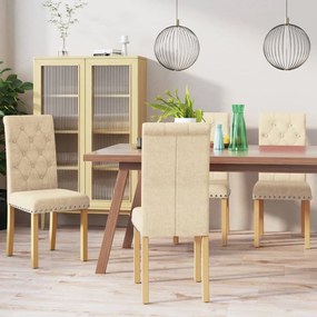 Sedie Da Pranzo 4 Pz Crema İn Tessuto /