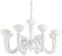 Lampadario Shabby Chic-Provenzale Bon Bon Metallo Bianco 8 Luci