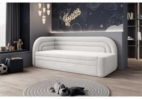 Divano color crema allungabile/con contenitore con penisola a sinistra e rivestimento in bouclé 223 cm Fabillo – ELTAP