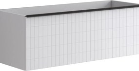 Cassettiera Pixel con 2 cassetti frontale grid laccato opaco bianco e maniglia alluminio nero opaco L120 x H40 x P45,5 cm