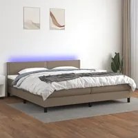 Letto a Molle Materasso e LED tortora 200x200cm in Tessuto cod mxl 63293