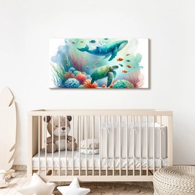 Quadro su tela – Tartaruga e balena nell’oceano
