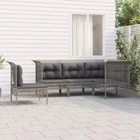 Set Divani da Giardino 5 pz con Cuscini in Polyrattan Grigio 3187522