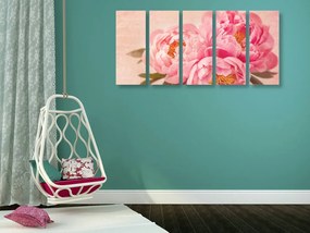 Quadri 5 pezzi – Peonia delicata