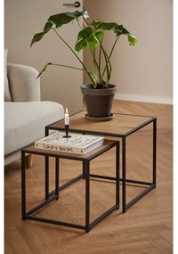 Set di tavolini da caffè SARON 2 pz quercia/nero