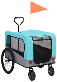 Rimorchio Bici per Animali Carrello Jogging 2in1 Blu e Grigio