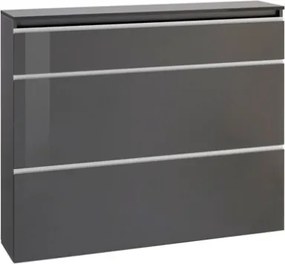 Scarpiera Da Ingresso 3 Ante 120x26x108 Antracite Laccato 24 Paia Magic Made in Italy