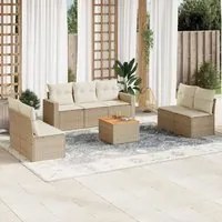 Set Divano da Giardino 8 pz con Cuscini Beige in Polyrattan 3224077