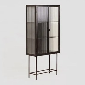 Vetrina verticale in metallo e vetro Nero - Sklum