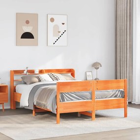 Letto Senza Materasso Marrone Cera 140x190 Cm İn Legno Di Pino /