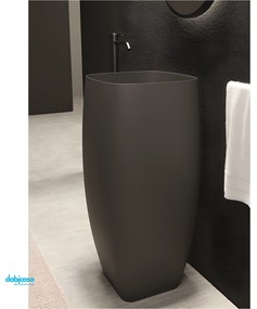 Alice Ceramica " Nur" Lavabo Freestanding Nero Opaco con Scarico a Pavimento