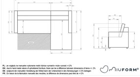 Divano angolare componibile beige allungabile/con contenitore (con penisola a destra) Lulu – Miuform