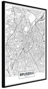 Poster  City map: Brussels  Cornice Quadri Cornice nera, Larghezza x Altezza Home decor 20x30