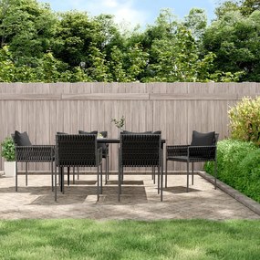 Set Pranzo da Giardino 7 pz con Cuscini in Polyrattan e Acciaio