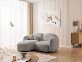Divano angolare grigio (con penisola a sinistra/con chaise lounge) con rivestimento in bouclé Orbit – Ropez