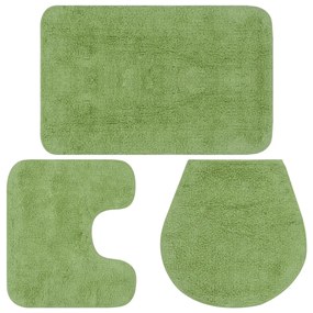 Set Tappetini Per Bagno 3 Pz İn Tessuto Verde /