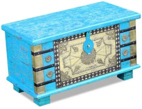 Baule Blu Legno di Mango 80x40x45 cm