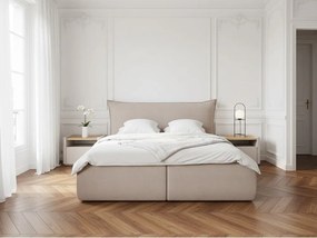 Letto matrimoniale imbottito beige con contenitore con griglia 180x200 cm Jade - Bobochic Paris