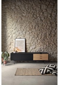 Mobile TV nero-colore naturale effetto rovere 180x52 cm Sierra – Teulat