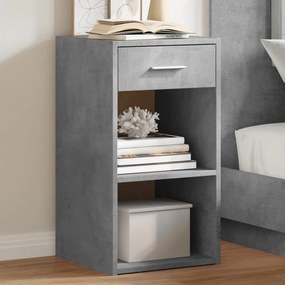Comodino Grigio Cemento 35x34x65 Cm İn Legno Multistrato /